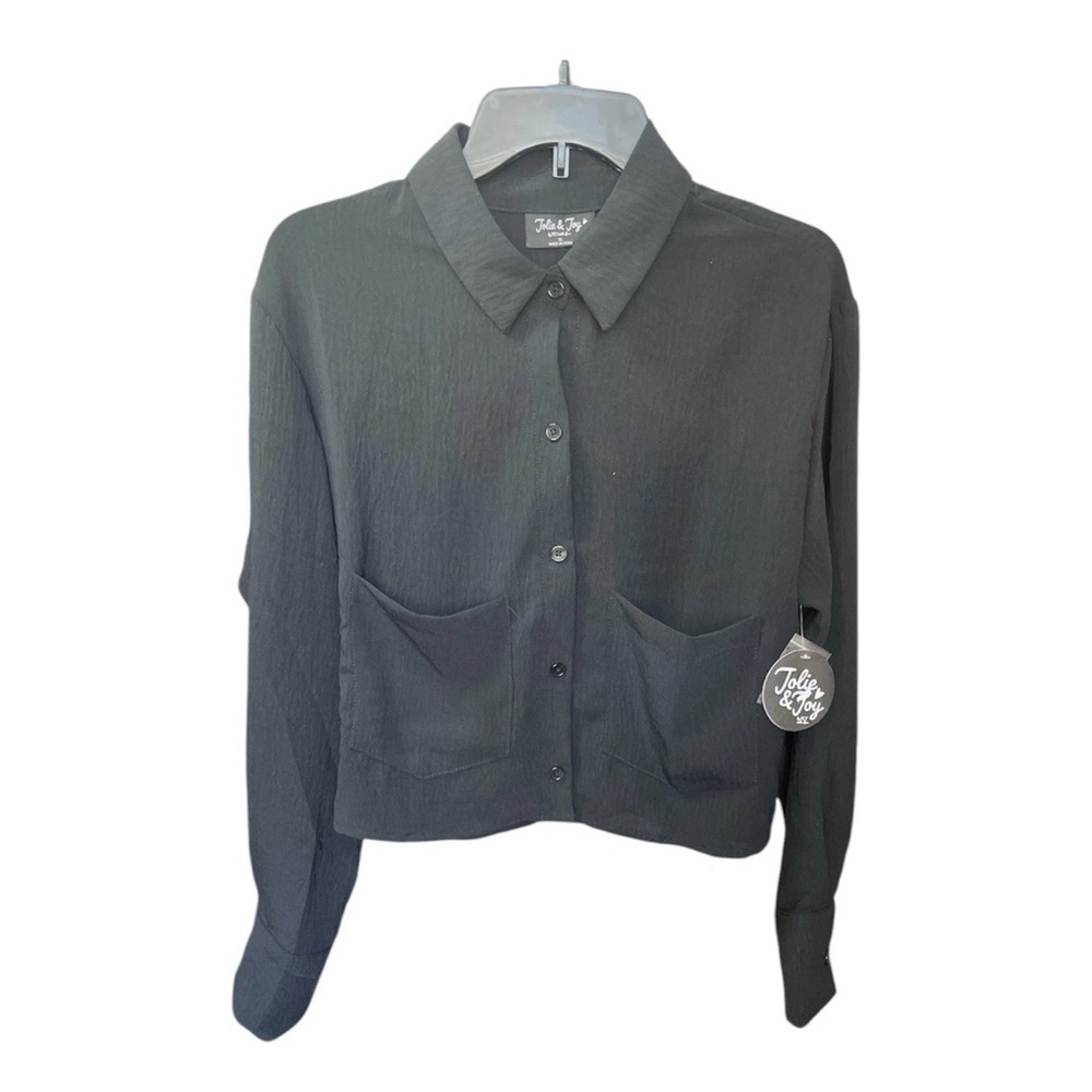 Jolie & Joy Woman Black Bottom Up Shirt Long Sleeve Size XL